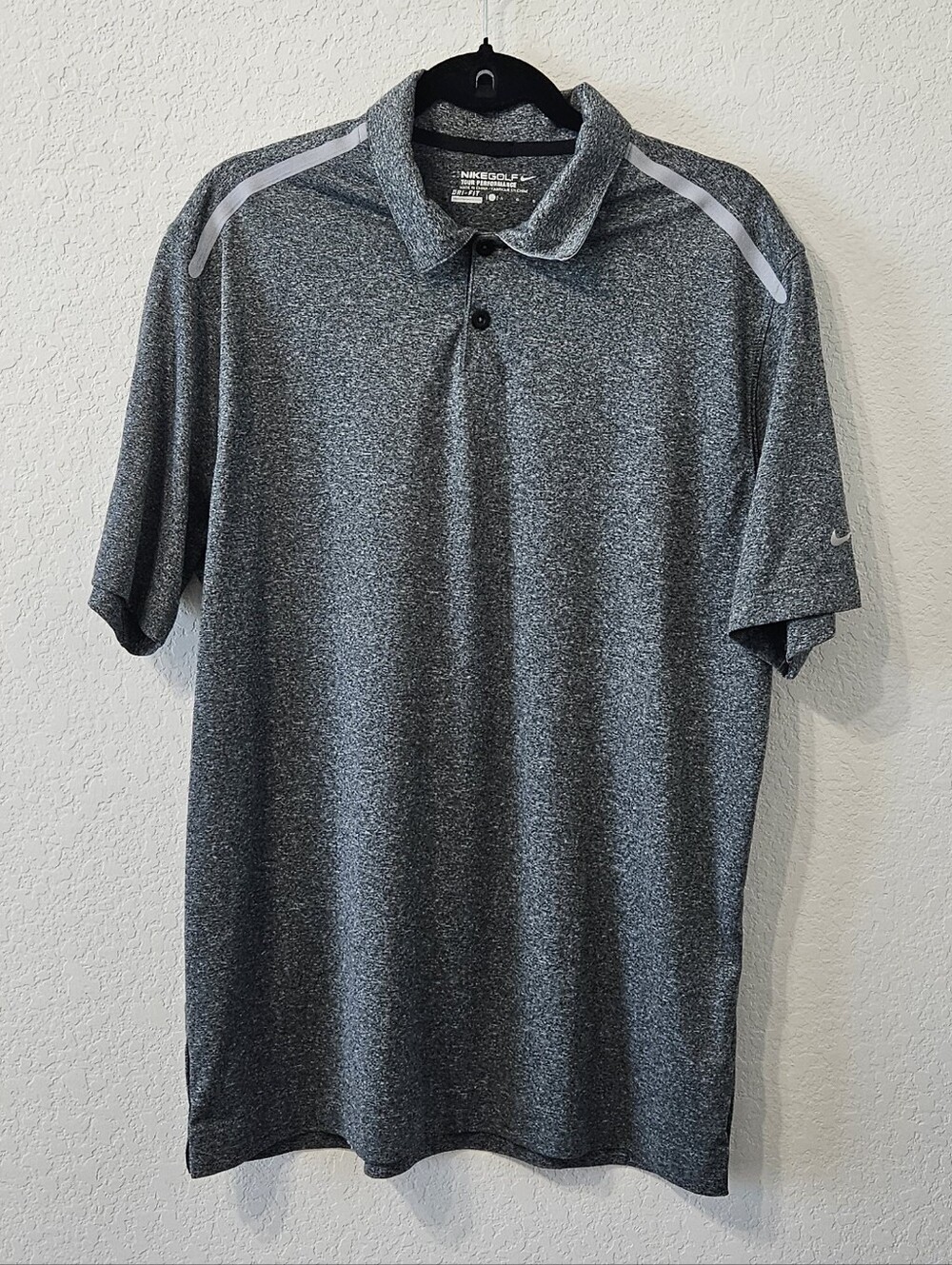 Nike Men’s Heather Gray Athletic Polo with Contrast Shoulder Accents